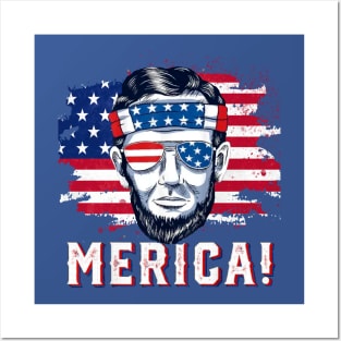 4th Of July, MERICA Abraham Lincoln Posters and Art